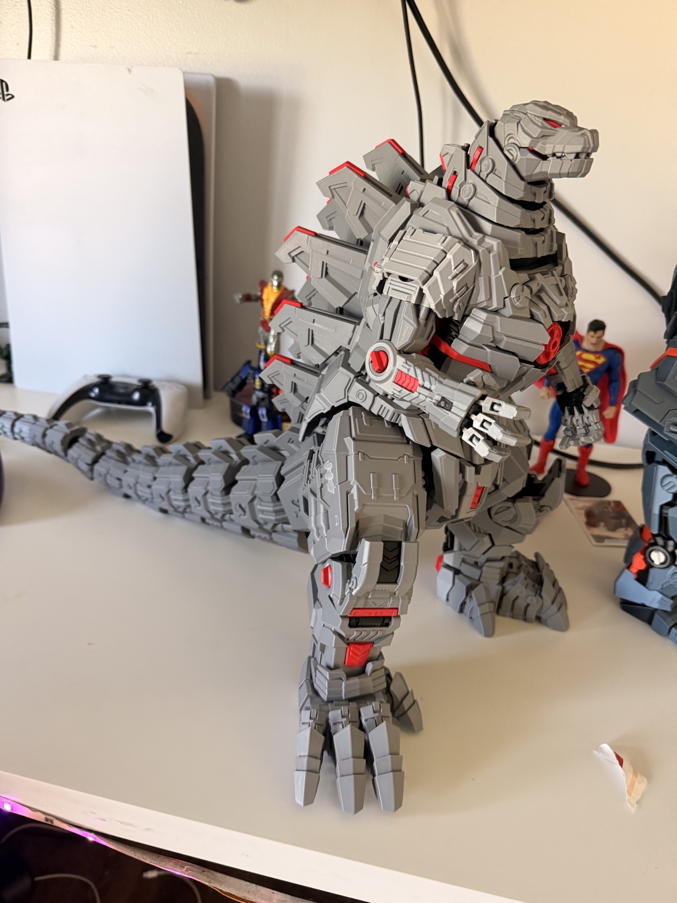 Large grey and red mech Godzilla 3D print